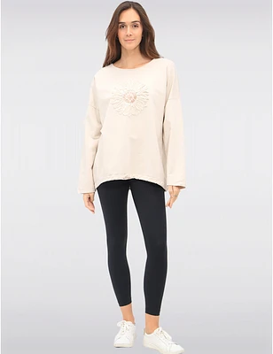 Haut Tricot Appliqué Tournesol par Froccella