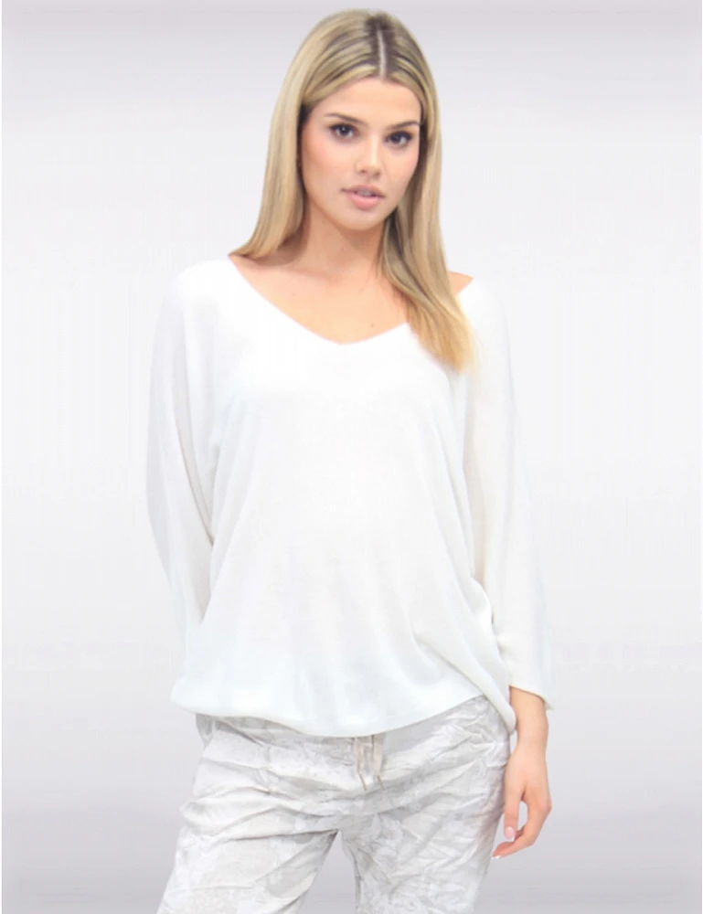 Haut Élégant Col V Manches Dolman par Froccella