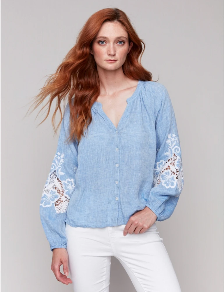 Blouse Coton-Lin Brodée par Charlie B