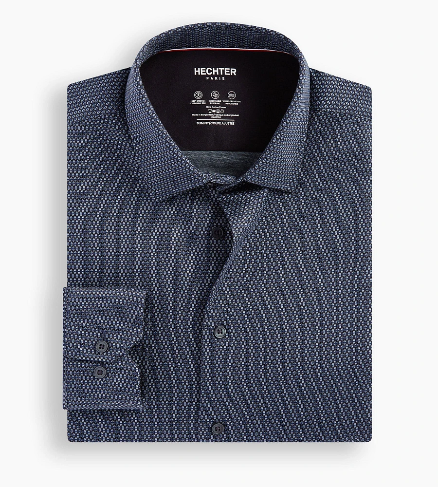 Modern Fit 360 Stretch Knit Jacquard Print Dress Shirt