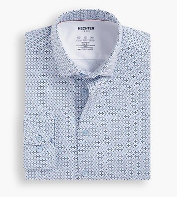 Modern Fit 360 Stretch Knit Geo Print Dress Shirt