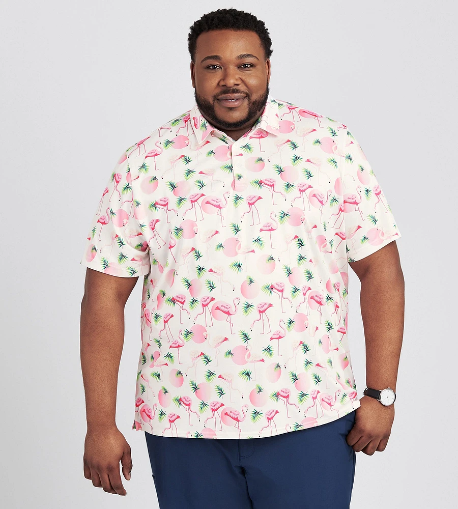 Flamingo Print Polo
