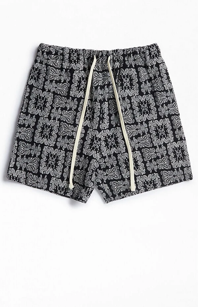 Pacsun Black Paisley Tapestry Shorts