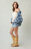 Pacsun Piper Medium Indigo Low Rise Micro Denim Mini Skirt