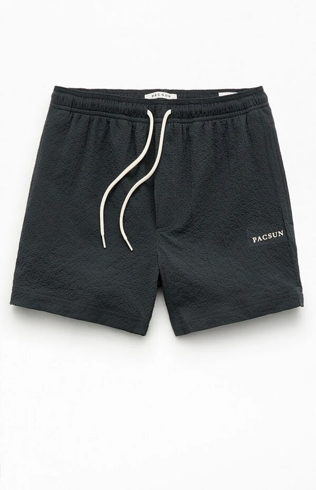 Pacsun Black Sail Seersucker 4.5" Swim Trunks