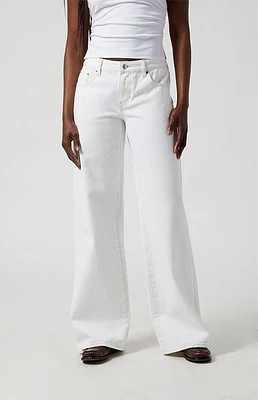 Pacsun Casey Low Rise Baggy Jeans Leopard LA & Heart Patch