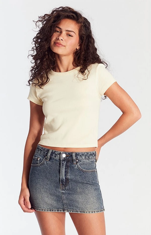 Pacsun Bella Dark Indigo Mid Rise Denim Mini Skirt