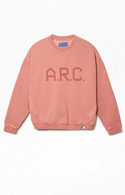 A.R.C. Red Vintage Wash Heavyweight Fleece Crew Neck Sweatshirt