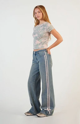 Pacsun Casey Low Rise Baggy Jeans Side Stripe Bows