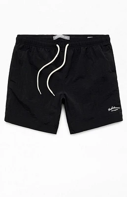 Pacsun Black Solid Collegiate 6.5" Swim Trunks