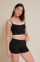 PAC 1980 WHISPER Active Black Fold-Over Micro Biker Shorts