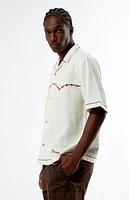 Pacsun Cream Western Embroidered Oversized Resort Camp Shirt