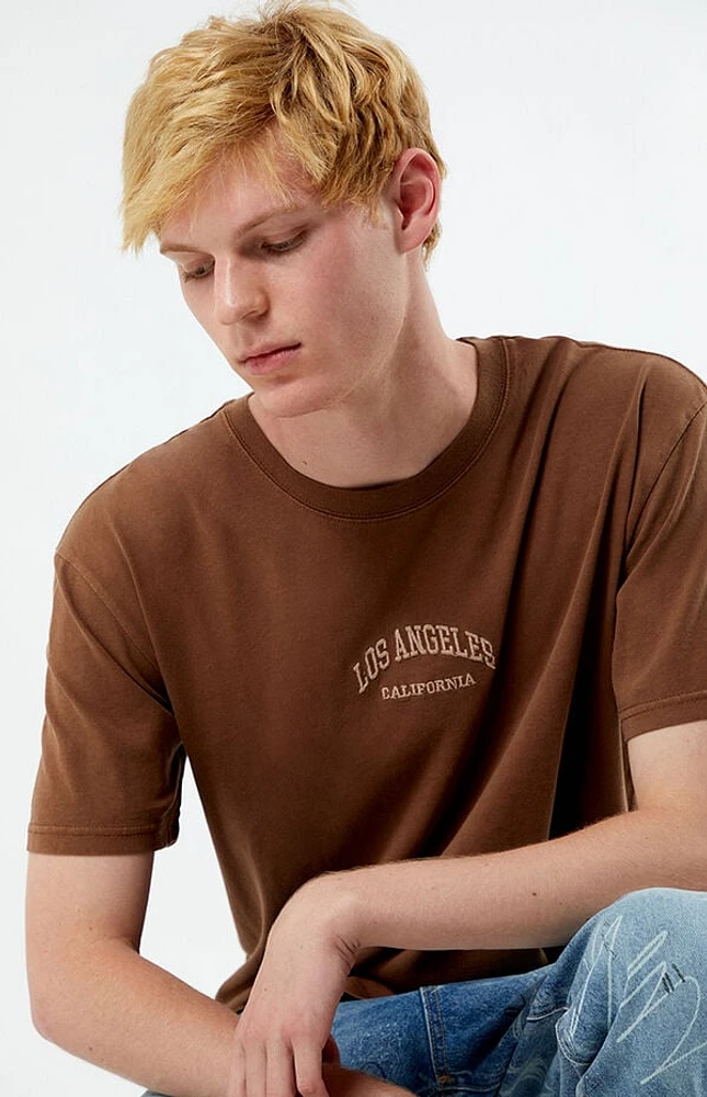 Pacsun Brown Los Angeles Embroidered Vintage Wash T-Shirt