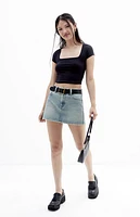 Pacsun Bella Medium Indigo Mid Rise Denim Mini Skirt