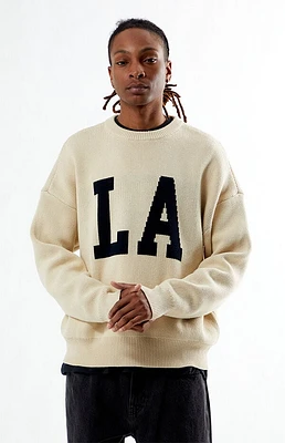 Pacsun Cream Los Angeles Crew Neck Sweater