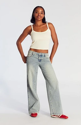 Pacsun Casey Low Rise Baggy Jeans Medium Indigo Wash Tint