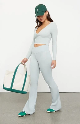 PAC 1980 WHISPER Active Gray Crossover Flare Yoga Pants
