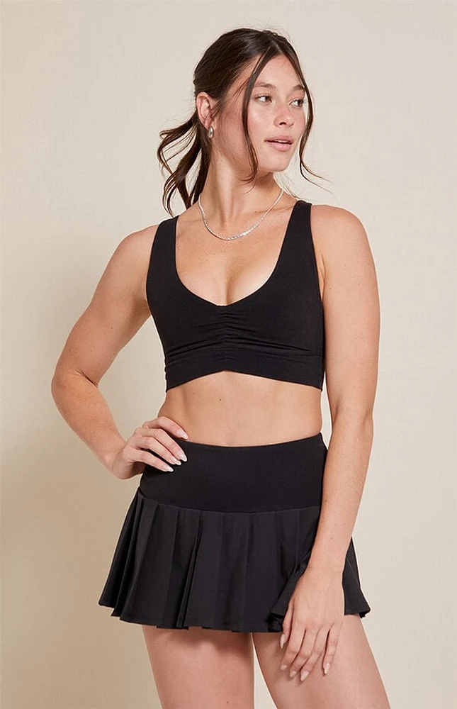 PAC 1980 WHISPER Active Black Dropped Waist Pleated Mini Skort
