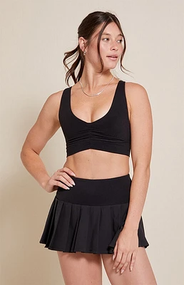 PAC 1980 WHISPER Active Black Dropped Waist Pleated Mini Skort