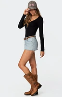 Edikted Jonah Long Sleeve V Neck Bodysuit