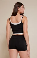 PAC 1980 WHISPER Active Black Fold-Over Micro Biker Shorts
