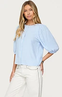 Edikted Pinstripe Linen Look Button Up Shirt