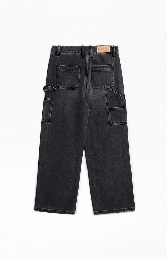 Pacsun Kids Black Studded Knee Baggy Carpenter Pants