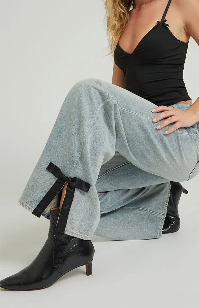 Pacsun Lena Low Rise Super Baggy Jeans Bow Light Indigo