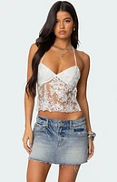 Edikted Nyx Backless Sheer Lace Top