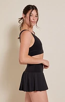 PAC 1980 WHISPER Active Black Dropped Waist Pleated Mini Skort