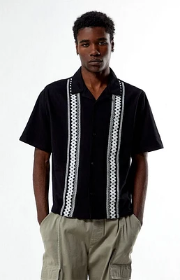 Pacsun Black Embroidered Oversized Resort Camp Shirt