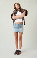 Pacsun Bella Stretch Light Indigo Mid Rise Denim Mini Skirt