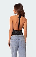 Edikted Open Back Mesh Rhinestone Bodysuit