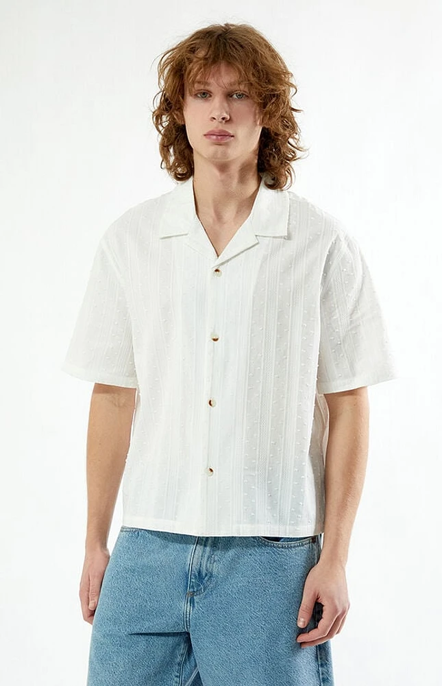 Pacsun White Pointelle Oversized Camp Shirt