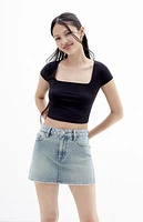 Pacsun Bella Medium Indigo Mid Rise Denim Mini Skirt