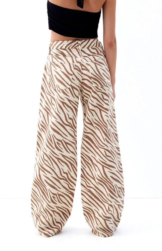 Pacsun Casey Low Rise Baggy Jeans Zebra Print