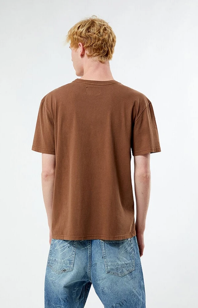 Pacsun Brown Los Angeles Embroidered Vintage Wash T-Shirt