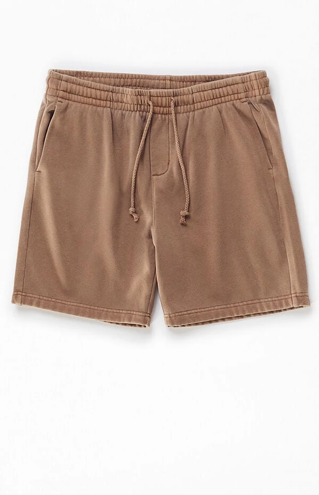 Pacsun Brown Vintage Wash Fleece Volley Shorts