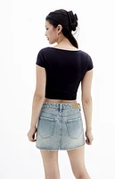 Pacsun Bella Medium Indigo Mid Rise Denim Mini Skirt