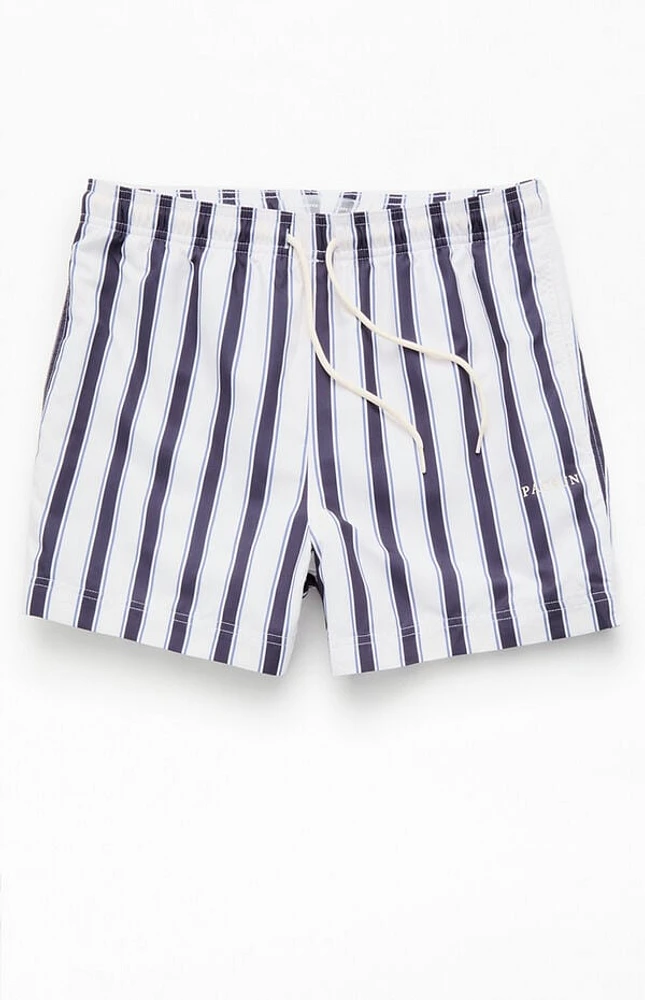 Pacsun Mandarin Charcoal Striped 4.5'' Swim Trunks