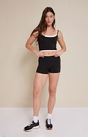 PAC 1980 WHISPER Active Black Fold-Over Micro Biker Shorts