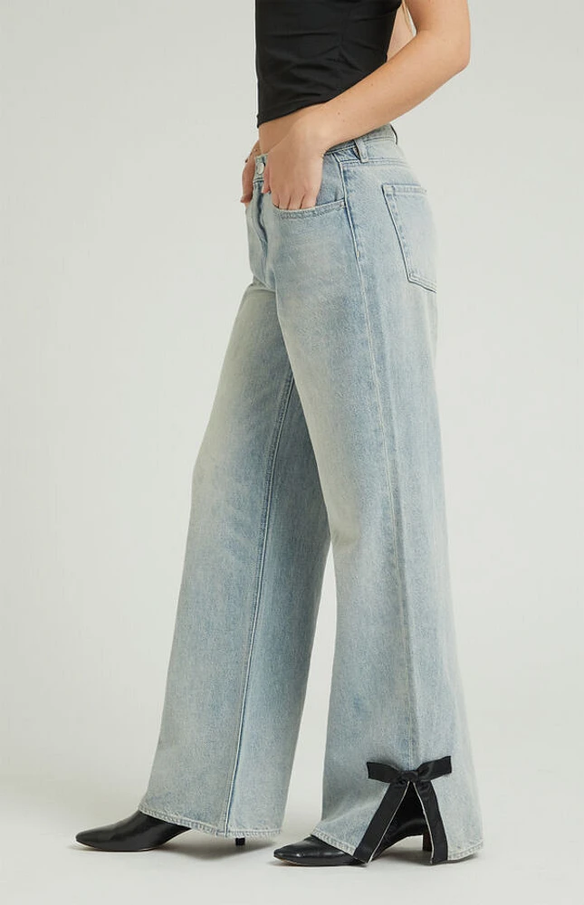 Pacsun Lena Low Rise Super Baggy Jeans Bow Light Indigo