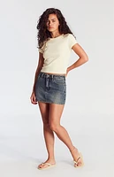 Pacsun Bella Dark Indigo Mid Rise Denim Mini Skirt