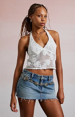 Third Charm Ashtin Floral Knit Halter Top