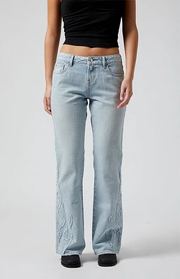 Pacsun Jade Low Rise Bootcut Jeans Flames Light Indigo