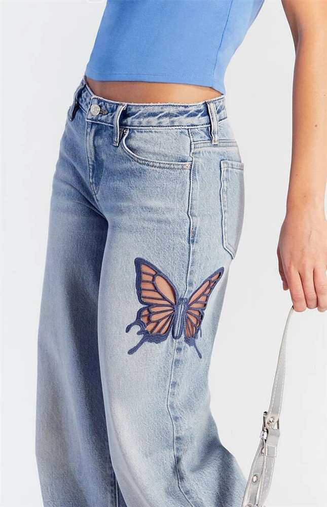 Pacsun Casey Low Rise Baggy Jeans Butterfly Applique