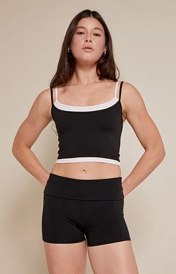 PAC 1980 WHISPER Active Black Fold-Over Micro Biker Shorts