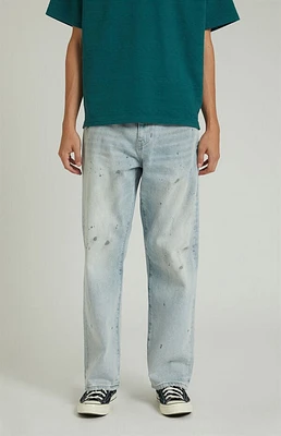 Pacsun Dylan Baggy Jeans Dirt Splatter Light Indigo