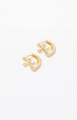 Pacsun Gold Cross Huggie Hoop Earrings