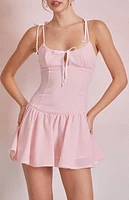 Beverly and Beck Emery Striped Tie Front Mini Dress